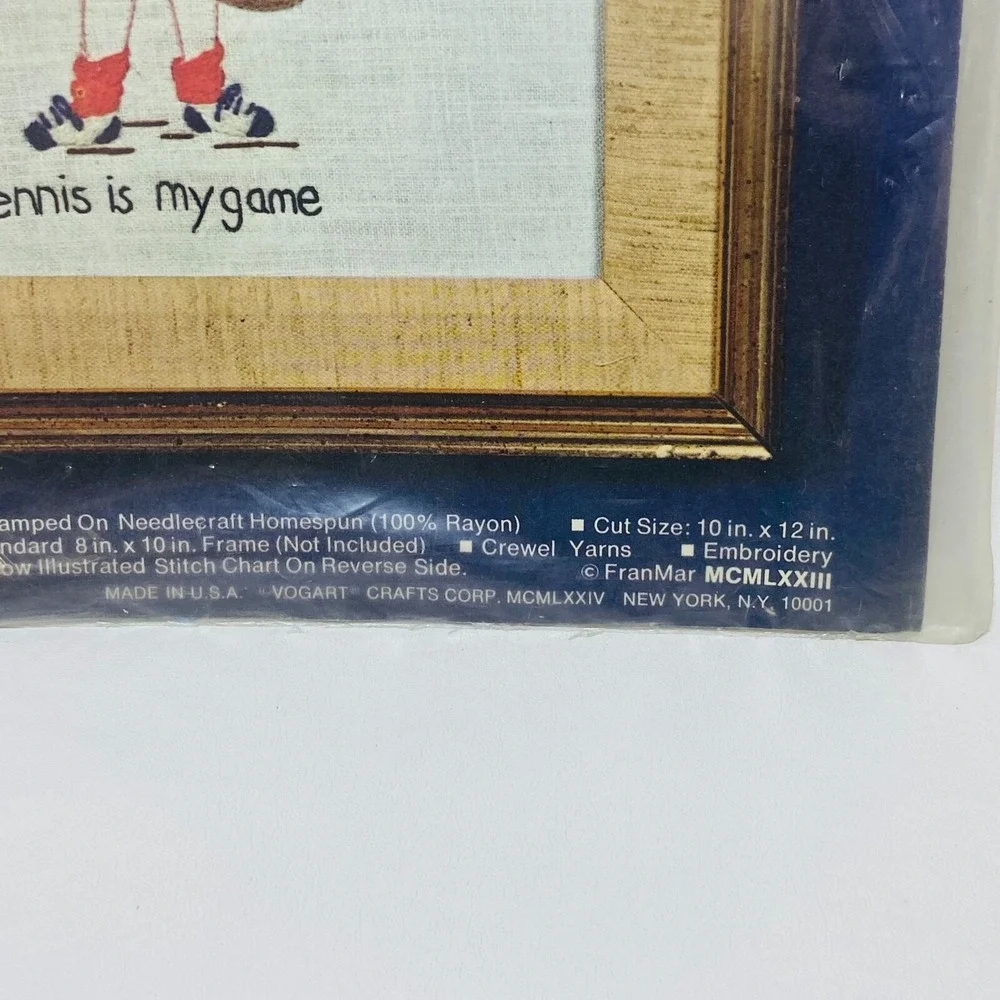 Vintage Creative‎ Stitchery Kit Moppets Crewel Embroidery Little Boy Tennis 787G